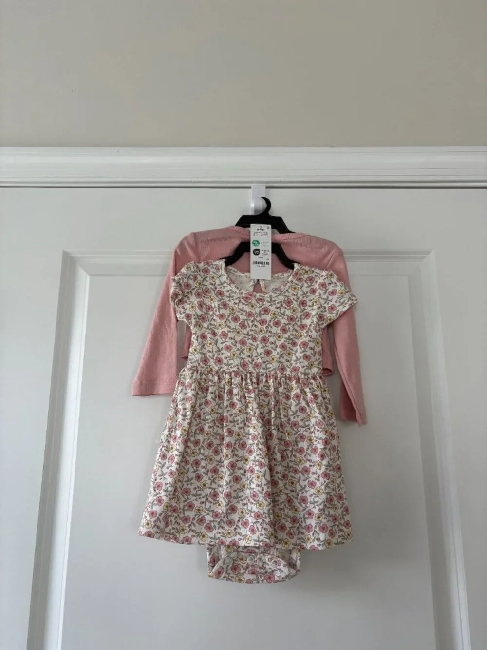 Carter's Child of Mine Baby Girl Pink Cardigan and Dress Set Size 6-9 Months